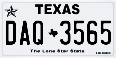 TX license plate DAQ3565