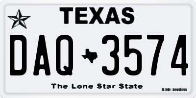 TX license plate DAQ3574
