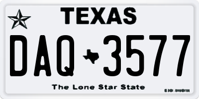 TX license plate DAQ3577
