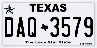 TX license plate DAQ3579