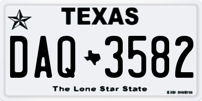TX license plate DAQ3582