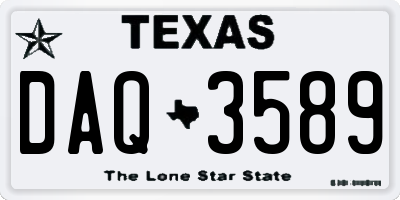 TX license plate DAQ3589