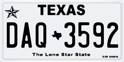 TX license plate DAQ3592