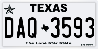 TX license plate DAQ3593