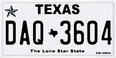 TX license plate DAQ3604