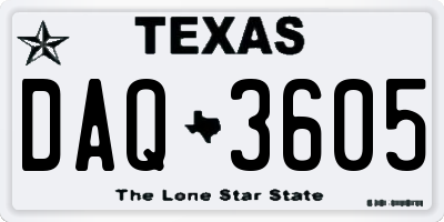 TX license plate DAQ3605