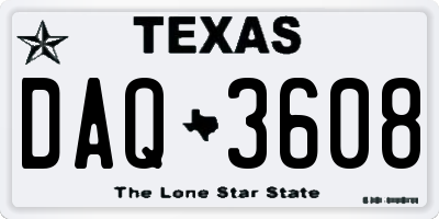 TX license plate DAQ3608