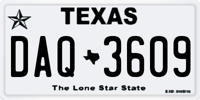 TX license plate DAQ3609