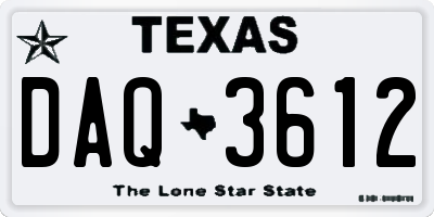 TX license plate DAQ3612