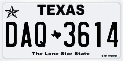 TX license plate DAQ3614