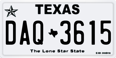 TX license plate DAQ3615