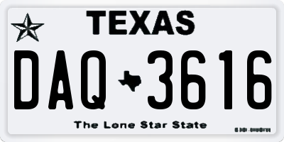 TX license plate DAQ3616