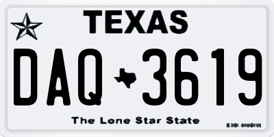 TX license plate DAQ3619