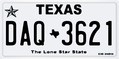 TX license plate DAQ3621