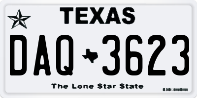 TX license plate DAQ3623