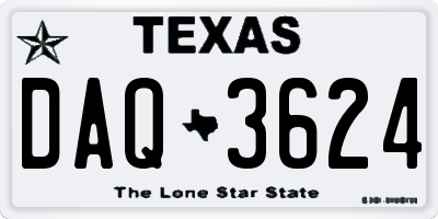 TX license plate DAQ3624