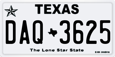 TX license plate DAQ3625