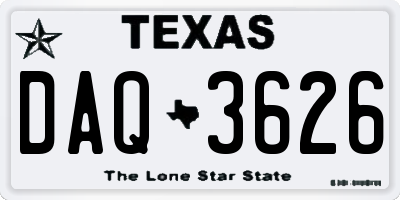 TX license plate DAQ3626