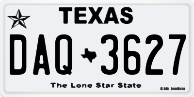 TX license plate DAQ3627
