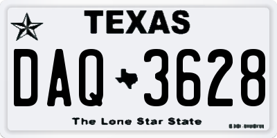 TX license plate DAQ3628