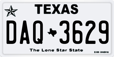 TX license plate DAQ3629