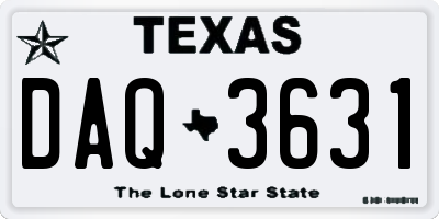 TX license plate DAQ3631