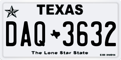 TX license plate DAQ3632