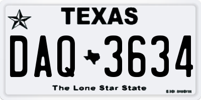 TX license plate DAQ3634