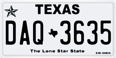 TX license plate DAQ3635