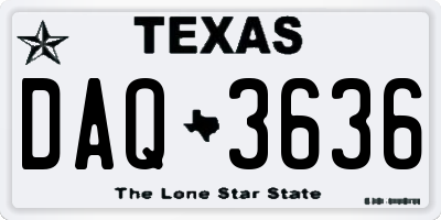TX license plate DAQ3636