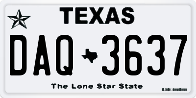 TX license plate DAQ3637