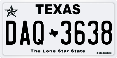 TX license plate DAQ3638