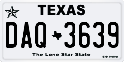 TX license plate DAQ3639