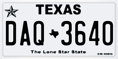 TX license plate DAQ3640