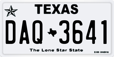 TX license plate DAQ3641
