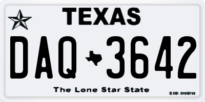 TX license plate DAQ3642