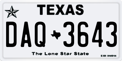 TX license plate DAQ3643