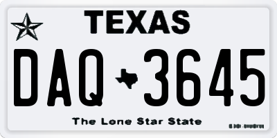 TX license plate DAQ3645