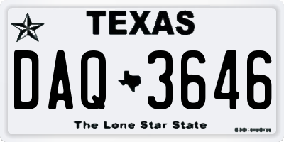 TX license plate DAQ3646