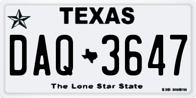 TX license plate DAQ3647