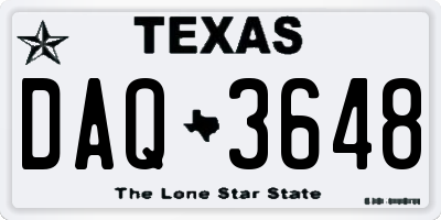 TX license plate DAQ3648