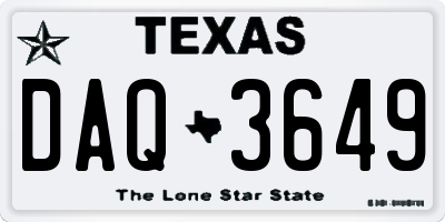 TX license plate DAQ3649