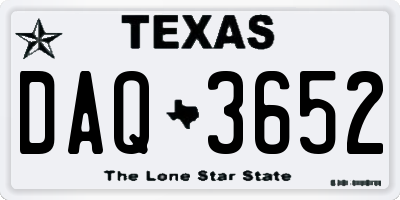 TX license plate DAQ3652