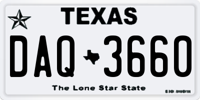 TX license plate DAQ3660