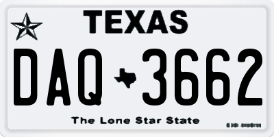 TX license plate DAQ3662