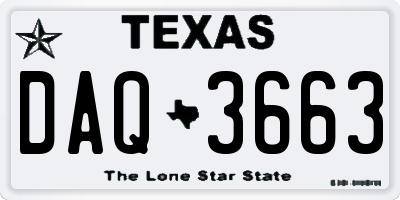 TX license plate DAQ3663