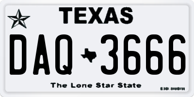 TX license plate DAQ3666