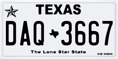 TX license plate DAQ3667