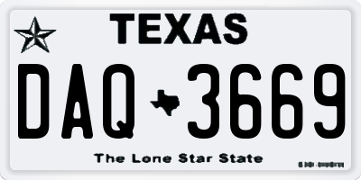 TX license plate DAQ3669