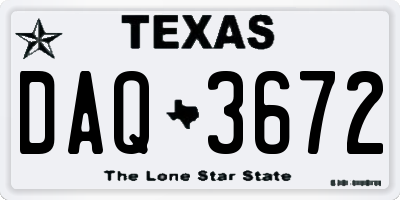 TX license plate DAQ3672